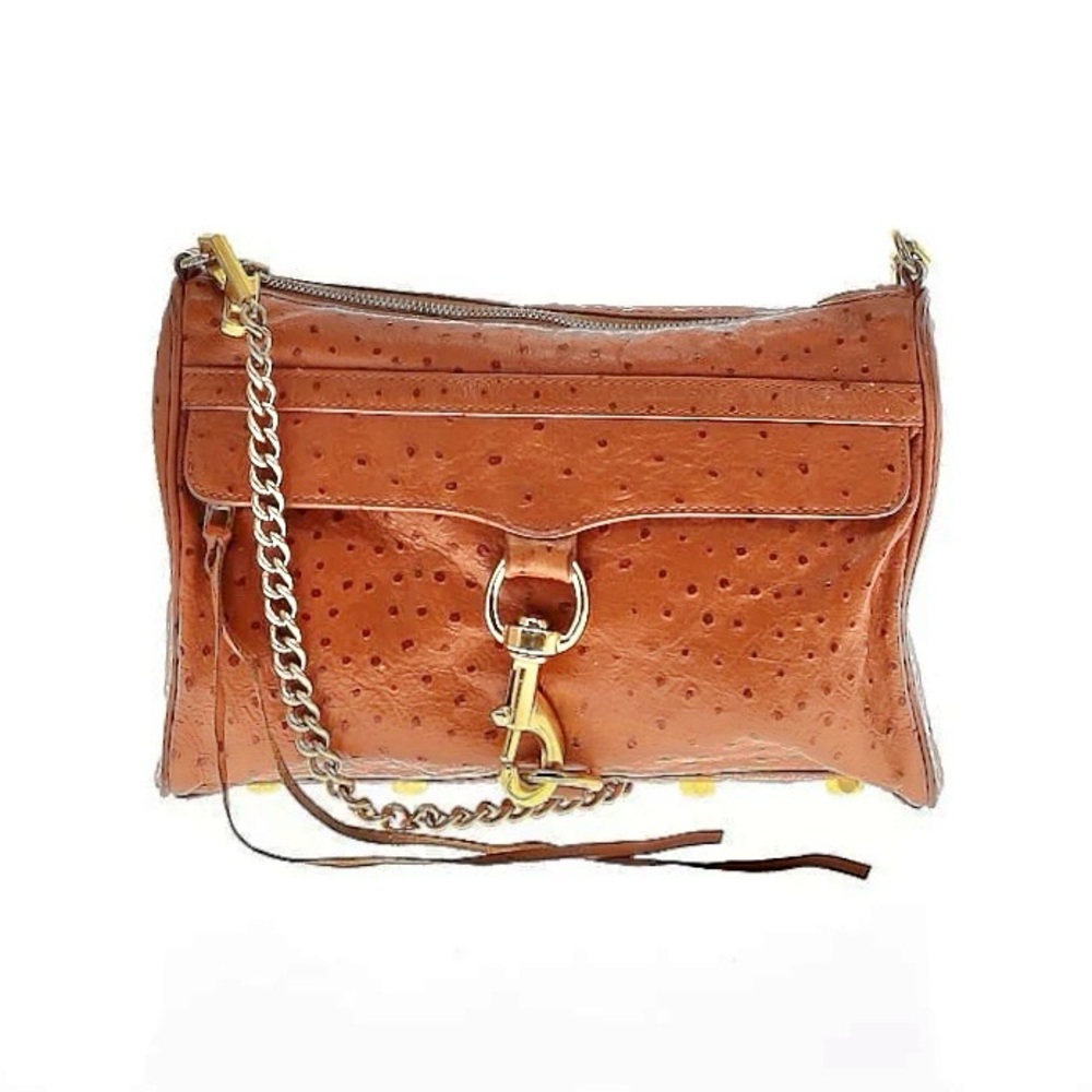 Rebecca Minkoff Morning After Crossbody M.A.C. Leather Ostrich Bag in Caramel